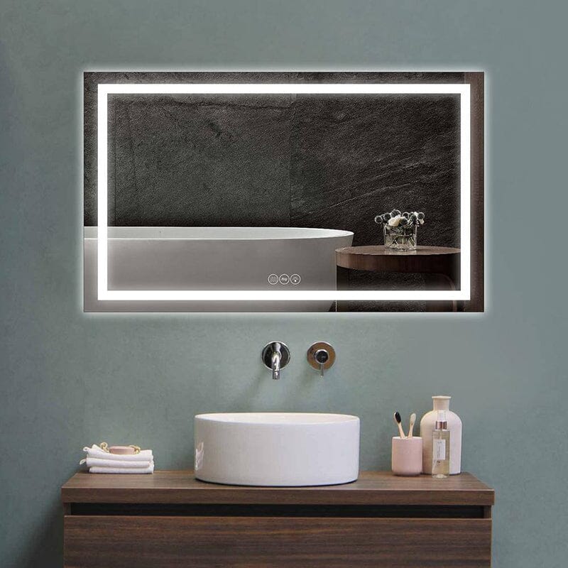 60 in. W x 36 in. H LED Light Bathroom Vanity Mirror Large Rectangular Frameless Anti Fog