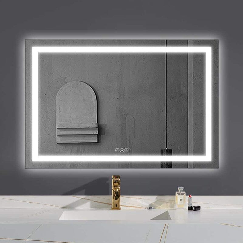 48 in. W x 32 in. H LED Light Bathroom Vanity Mirror Large Rectangular Frameless Anti Fog