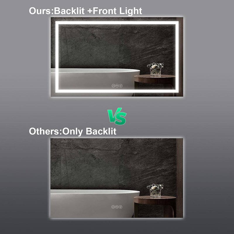 60 in. W x 36 in. H LED Light Bathroom Vanity Mirror Large Rectangular Frameless Anti Fog