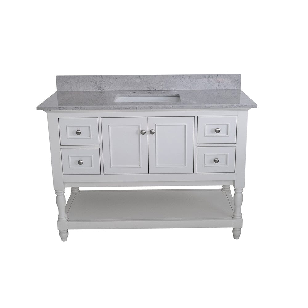 Giving Tree Montary 43 inches bathroom stone vanity top calacatta gray engineered marble color with undermount ceramic sink and 3 faucet hole with backsplash