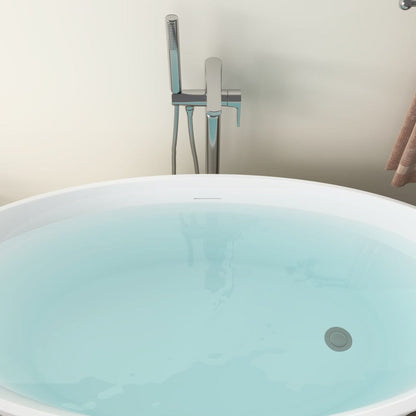59&quot; Acrylic Oval Shape Freestanding Soaking Bathtub with Overflow