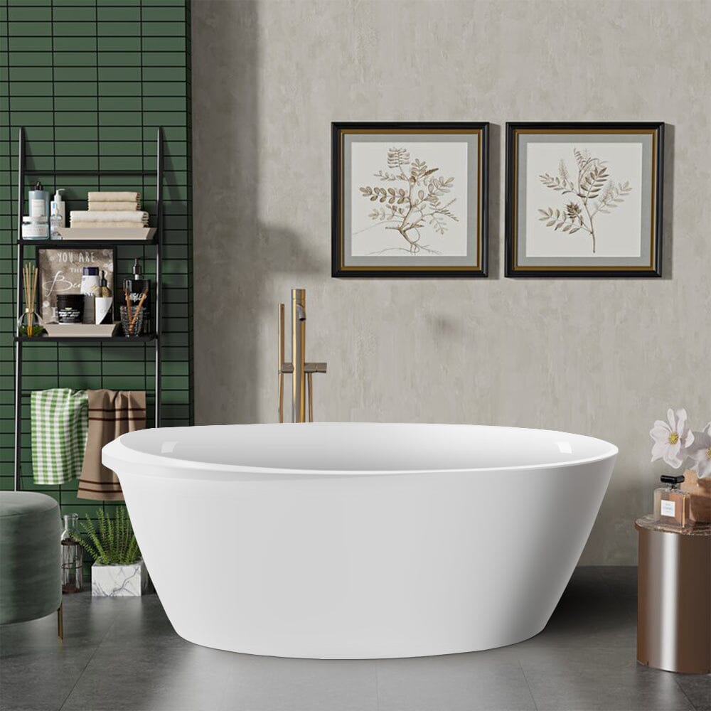 67&quot; Acrylic Oval Modern Freestanding Soaking Bathtub White