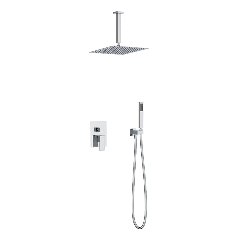 12&quot; Ceiling Mount Square Shower Set with Head Shower &amp; Hand Shower Combo Set