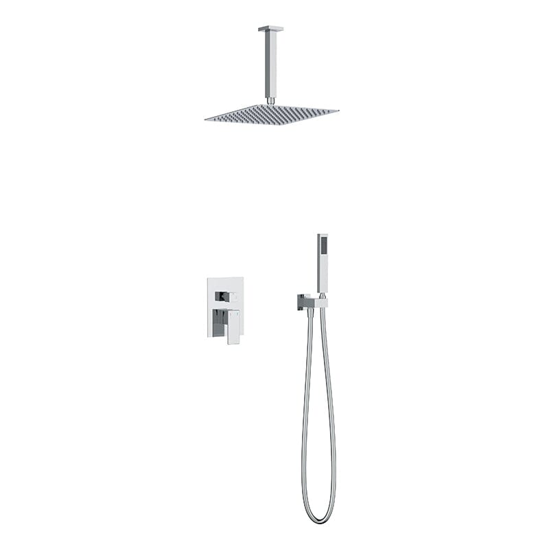 12&quot; Ceiling Mounted Square Shower Systems with Head Shower &amp; Hand Shower Combo Set