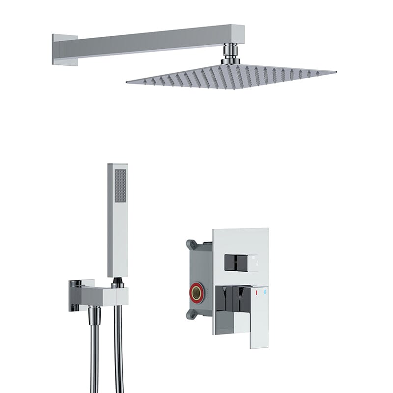 Giving Tree 12&quot; Wall Mount Square Shower Systems with Head Shower &amp; Hand Shower Combo Set