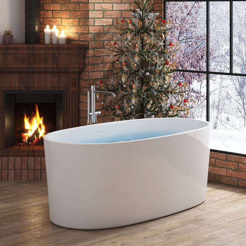 Giving Tree 59&quot; Acrylic Modern Bathtub Oval Shape Freestanding Soaking Tub