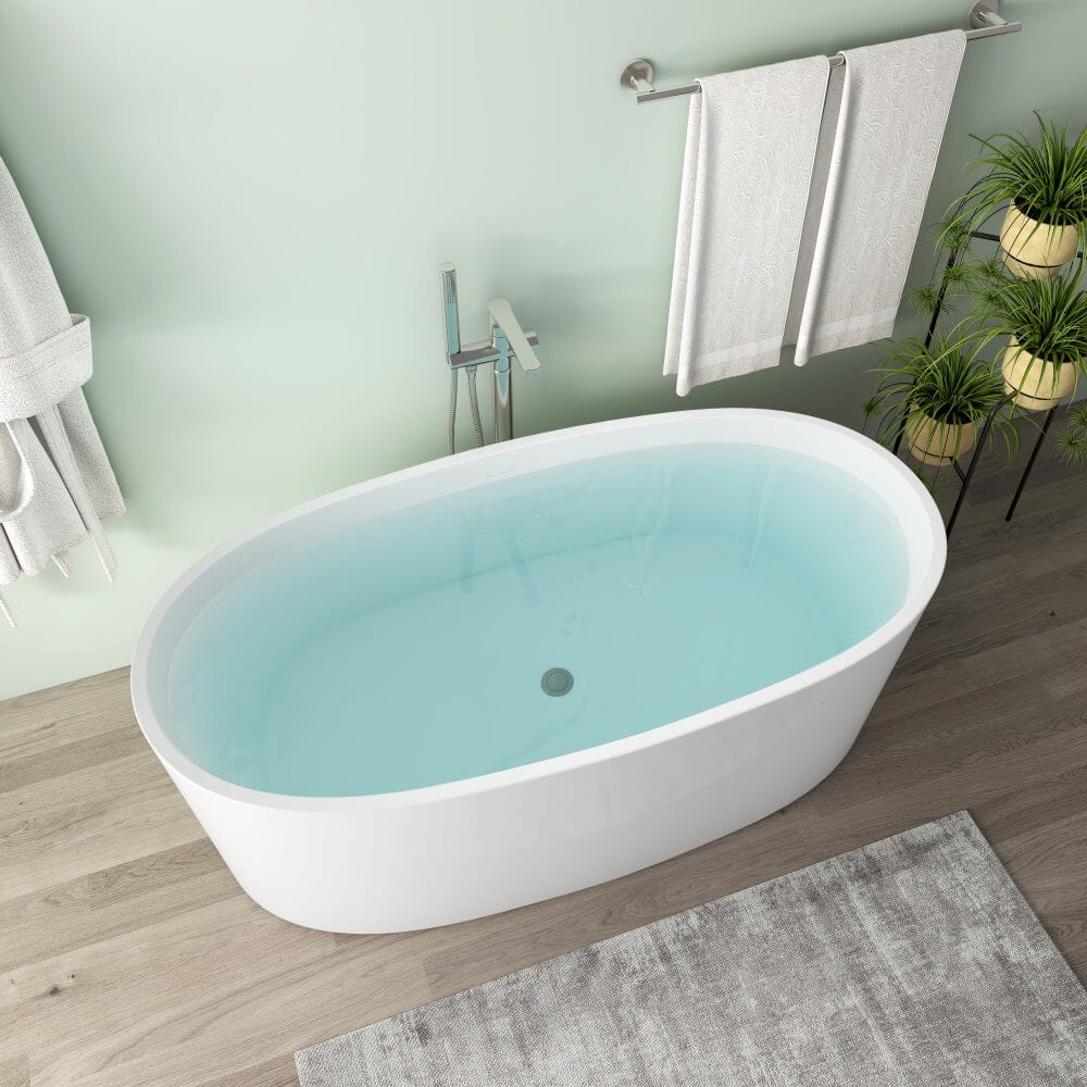 Giving Tree 59&quot; Acrylic Modern Bathtub Oval Shape Freestanding Soaking Tub