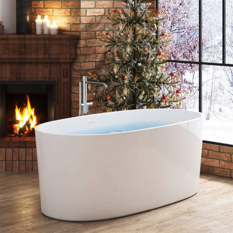 Giving Tree 63&quot; Acrylic Modern Bathtub Oval Shape Freestanding Soaking Tub