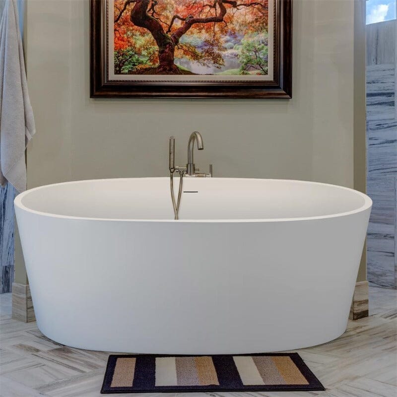 Giving Tree 63&quot; Acrylic Modern Bathtub Oval Shape Freestanding Soaking Tub