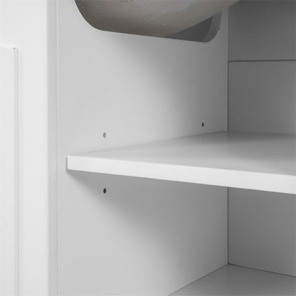 Partition detail of 36 inch white bathroom vanity with top sink