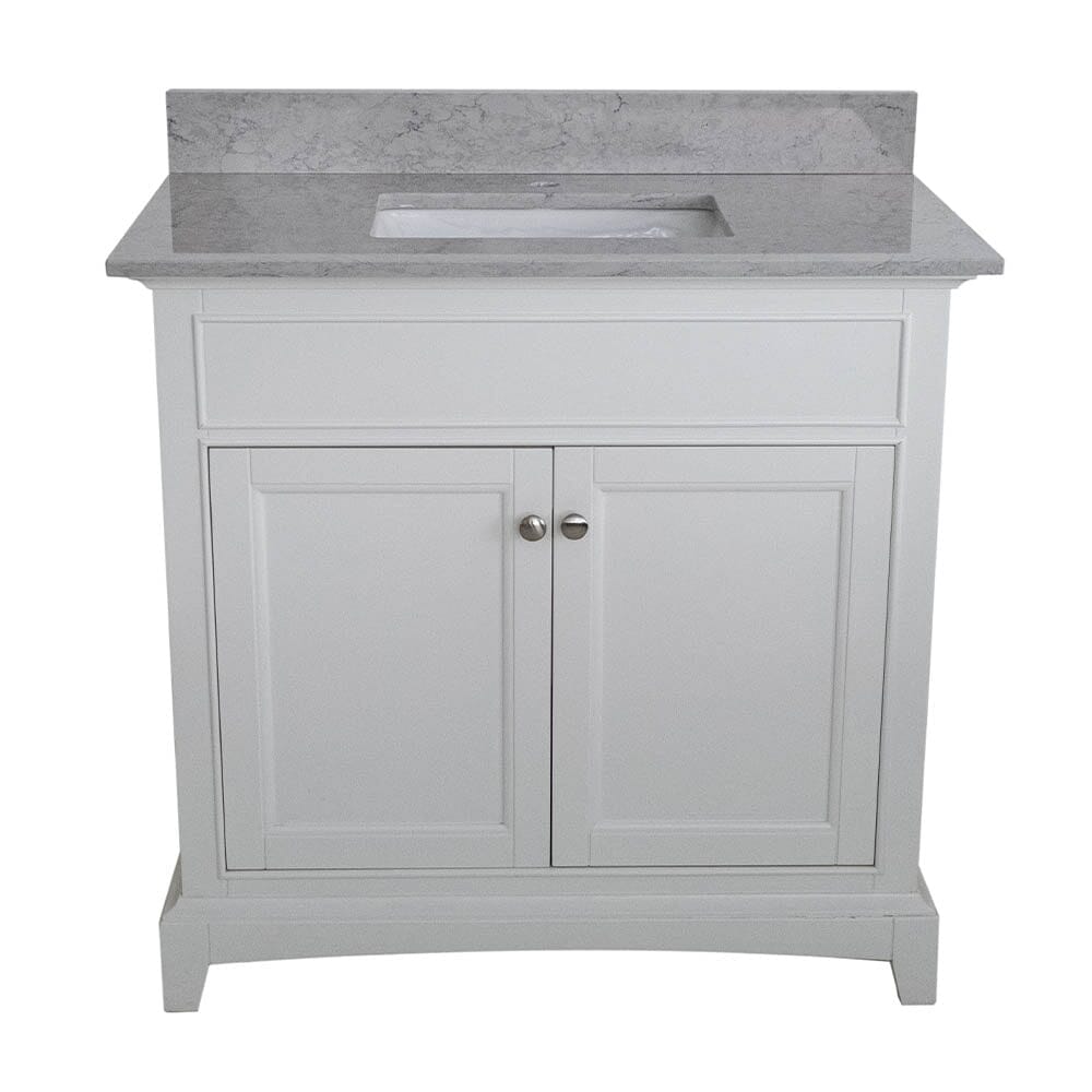 Giving Tree 31 inches bathroom stone vanity top calacatta gray engineered marble color with undermount ceramic sink and single faucet hole with backsplash