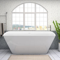 67'' Lucite Acrylic Bathtub Trapezoidal Shape Freestanding Soaking Tub Glossy White