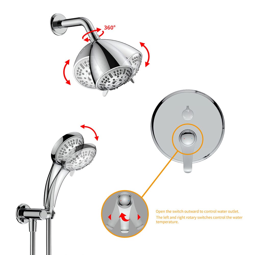 8 Spray Filtered Shower Head and Hand Shower &amp; Tub Spout Combo Set
