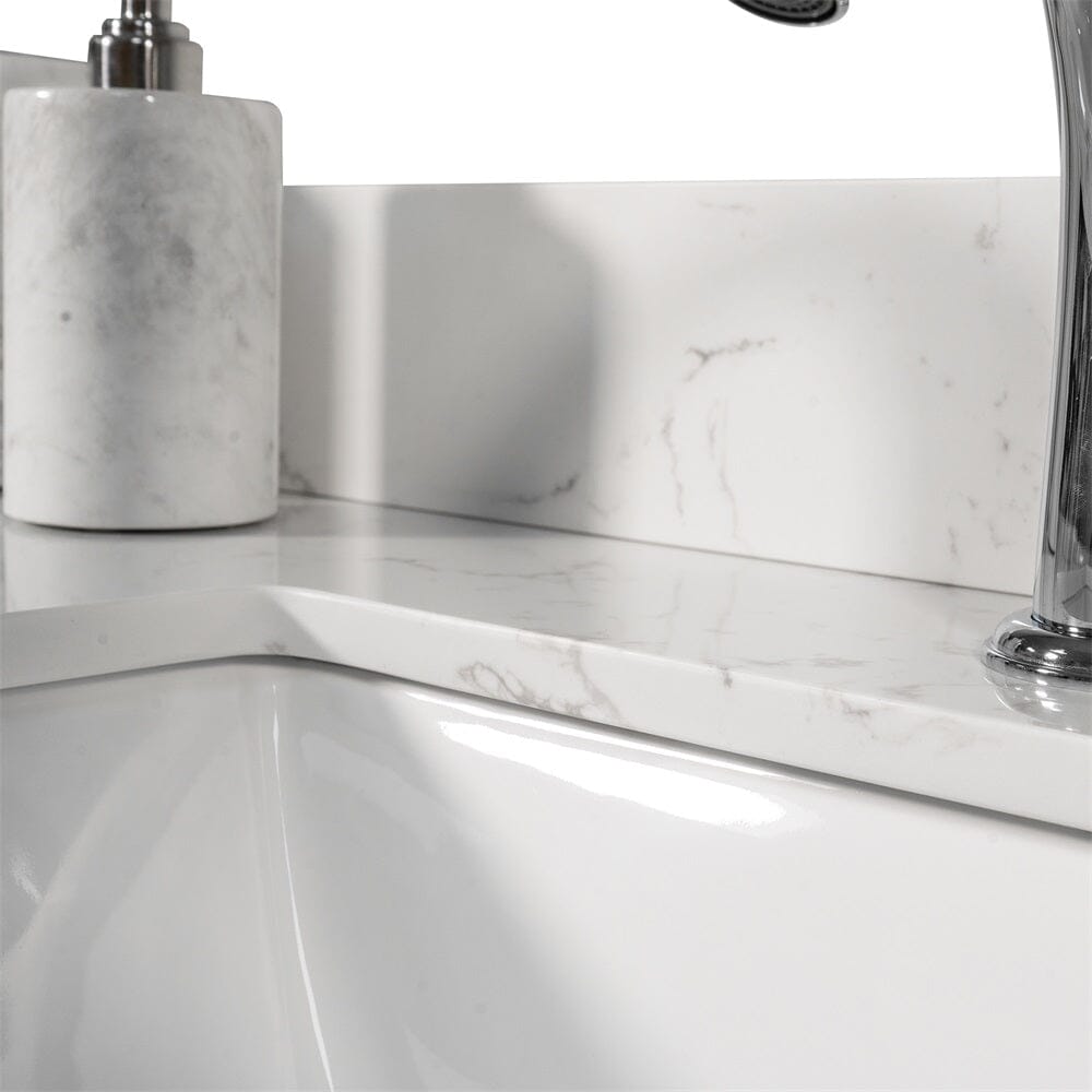 43&quot; x22&quot; bathroom stone vanity top with rectangular undermount ceramic sink and back splash