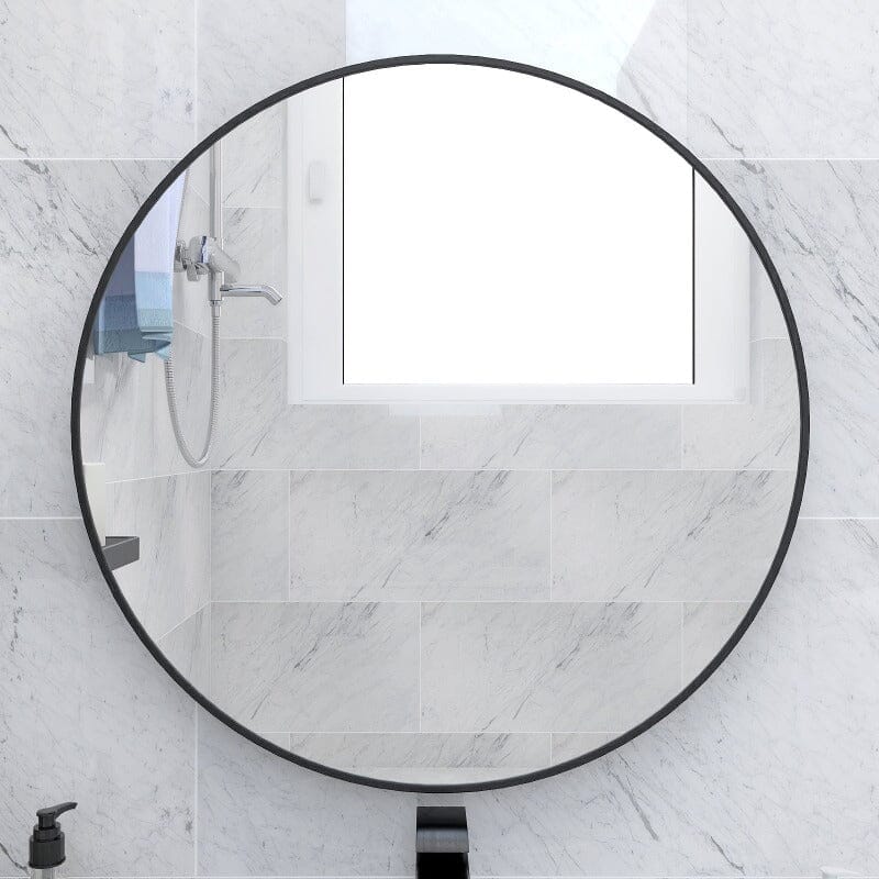 24&quot; Round Black Border Wall Mirror for Make Up Vanity