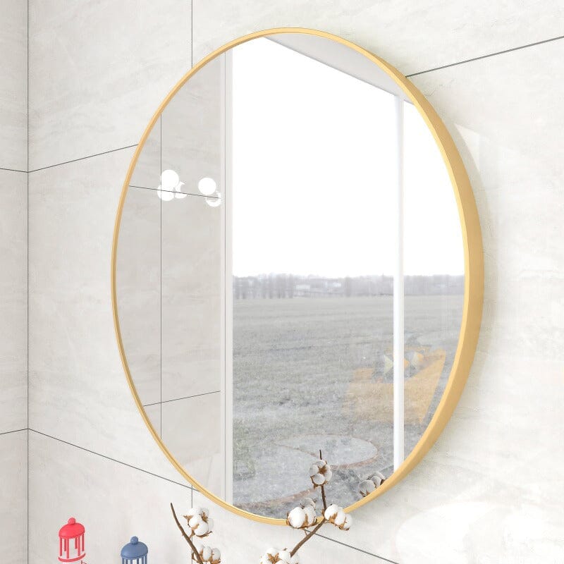 Giving Tree 28&quot; Large Round Gold Border Wall Mirror for Make Up Vanity