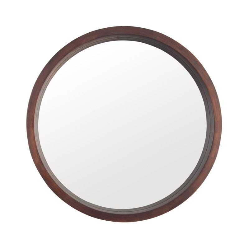 24&quot; Round Modern Mirror with Wood Frame Decoration for Bathroom Living Room Bedroom