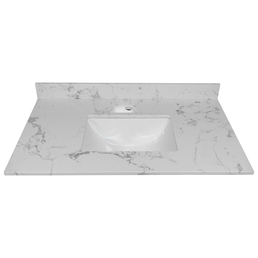 Giving Tree 37 in. bathroom vanity stone carrara white with rectangle undermount ceramic sink and single faucet hole