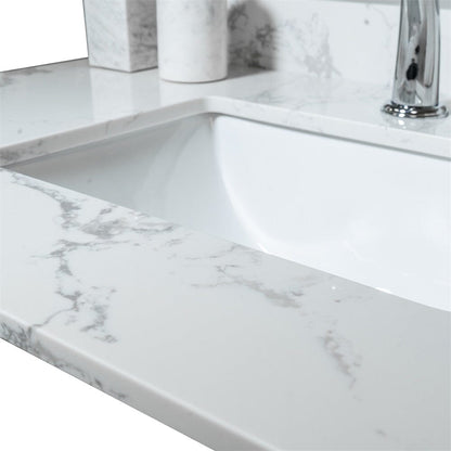 Giving Tree 37 in. bathroom vanity stone carrara white with rectangle undermount ceramic sink and single faucet hole