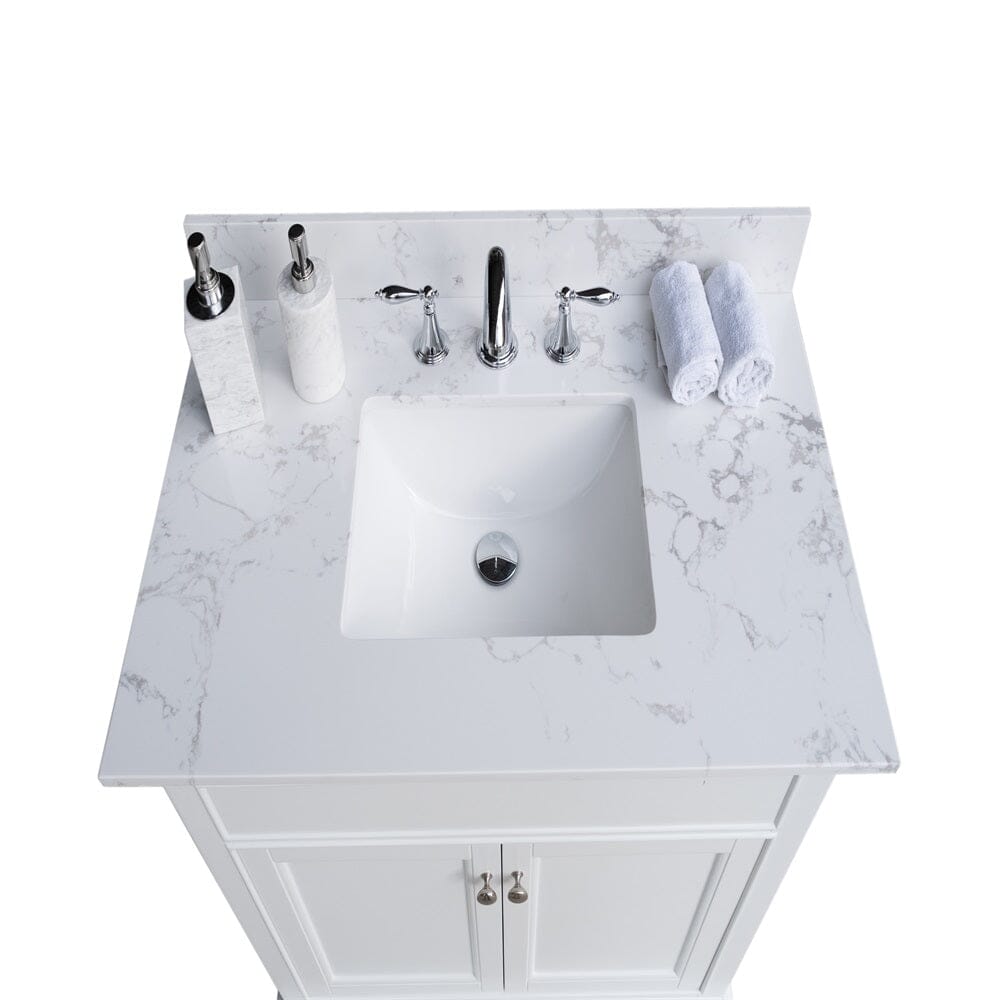 Giving Tree 37 in. bathroom vanity stone carrara white with rectangle undermount ceramic sink and single faucet hole