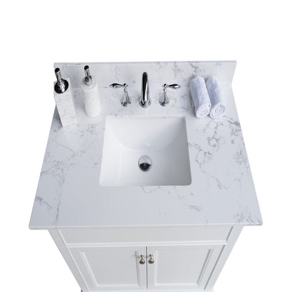 Giving Tree 37 in. bathroom vanity stone carrara white with rectangle undermount ceramic sink and single faucet hole