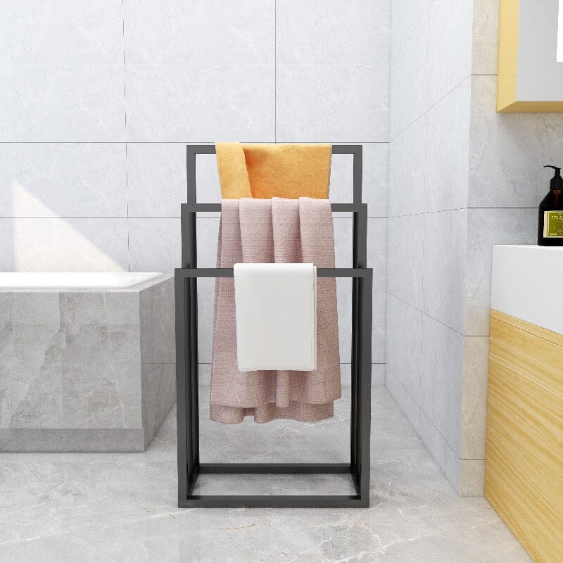 Freestanding 3 Tiers Metal Towel Rack for Bathroom - Brown