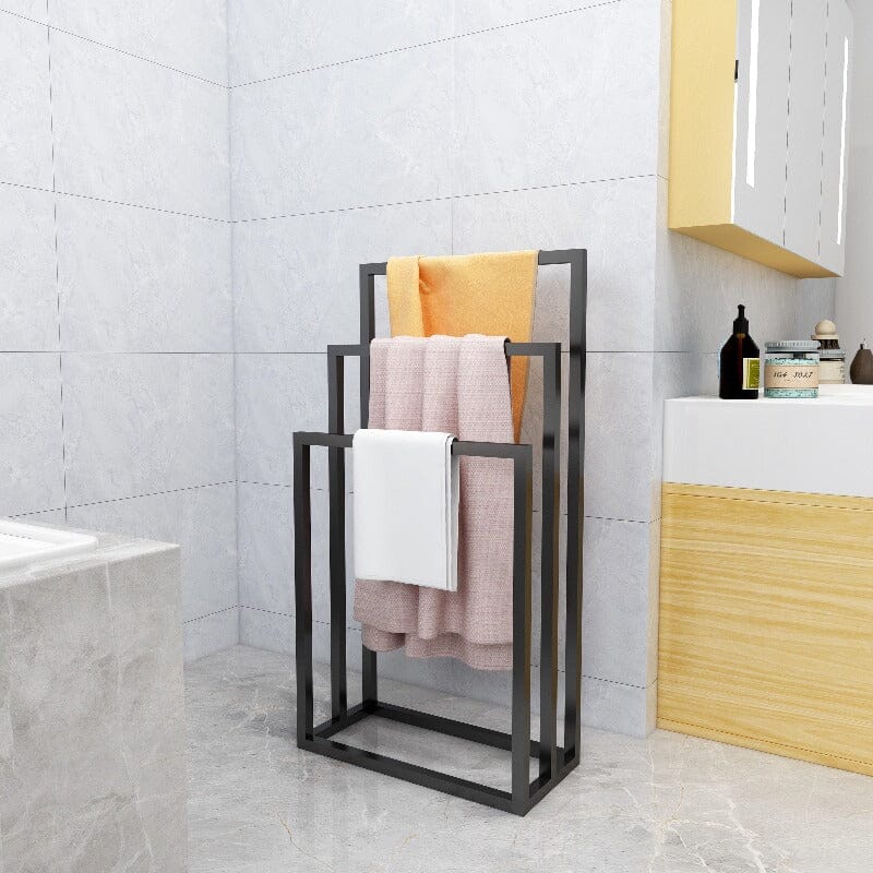 Freestanding 3 Tiers Metal Towel Rack for Bathroom - Brown