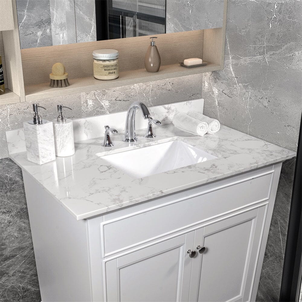 Giving Tree 31‘’ bathroom vanity with rectangle ceramic sink with 3 faucet hole