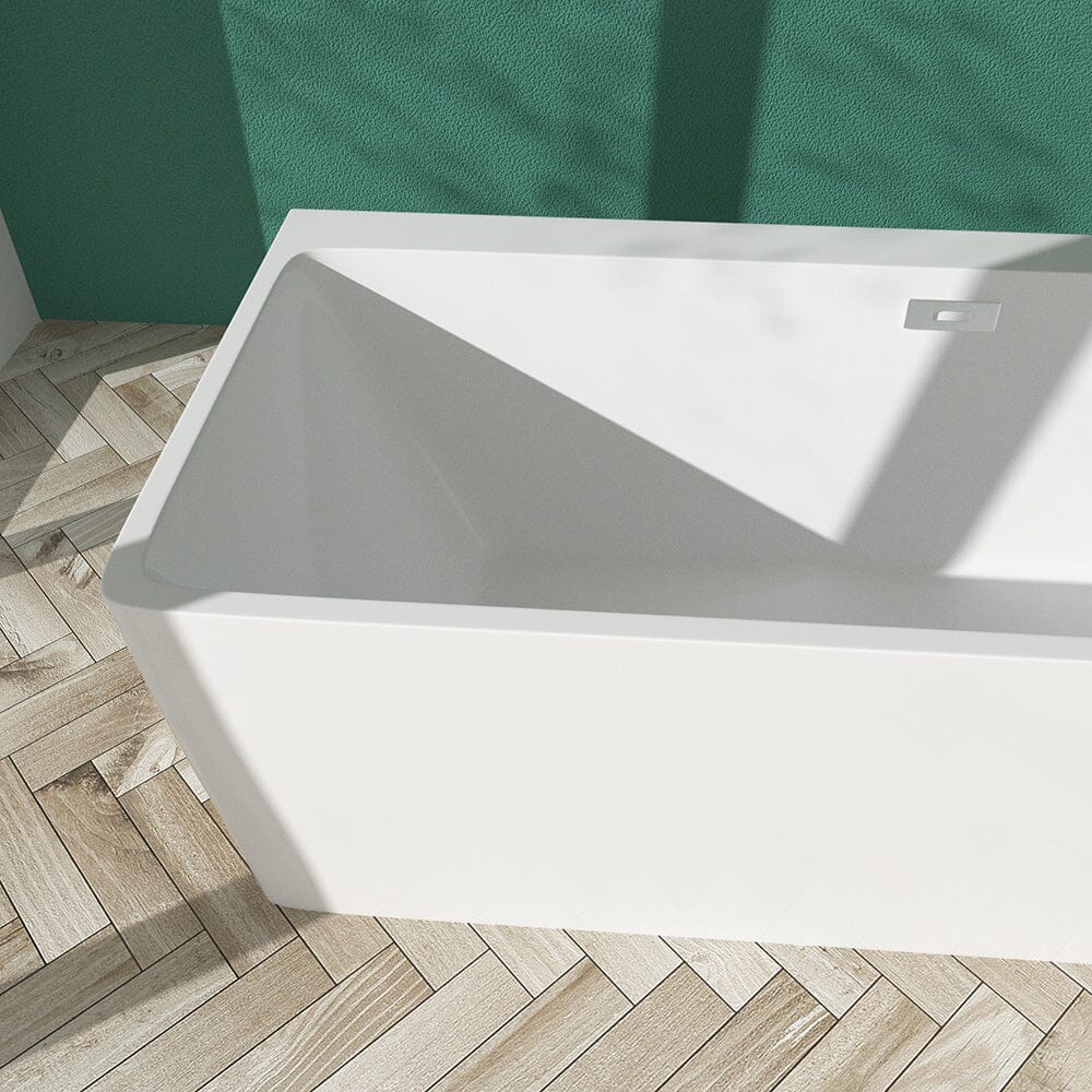 55&quot; Acrylic Rectangular Freestanding Soaking Tub Corner Detail