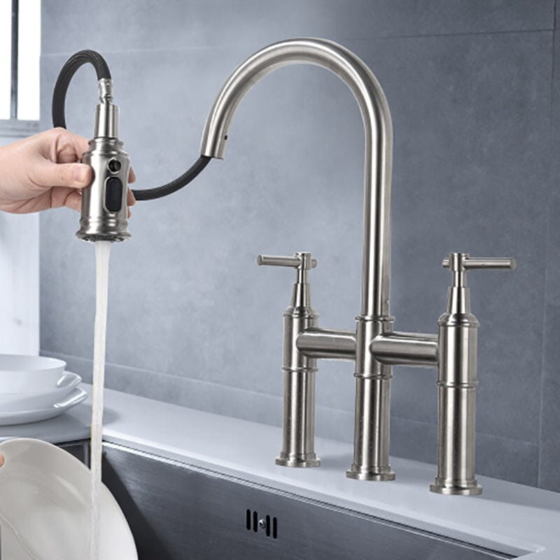 Giving Tree Bridge Kitchen Faucet with Pull-Down Sprayhead in Spot