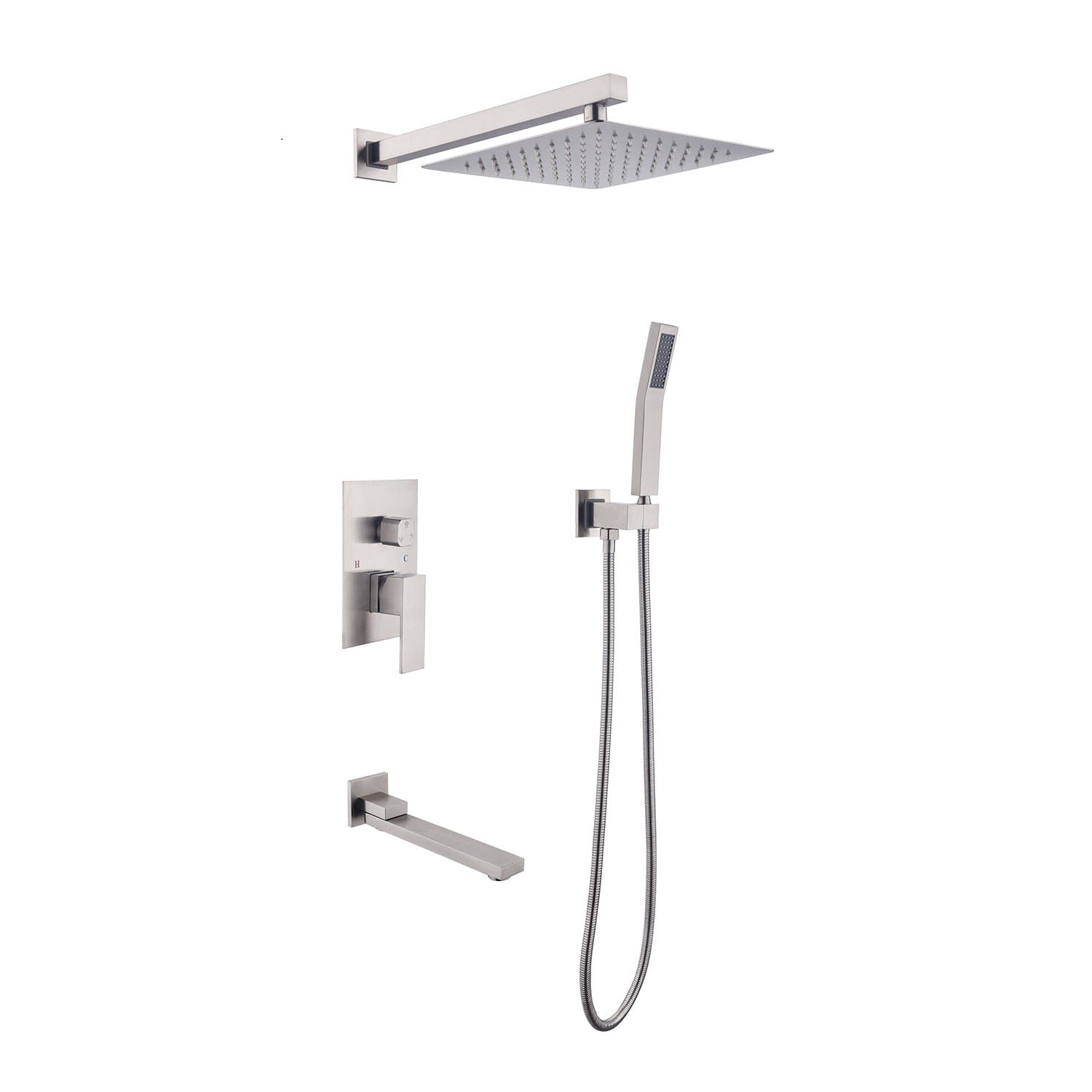 3-Spray Patterns Shower System 10 Inch Square Bathroom Luxury Rain Mixer Shower Combo Set