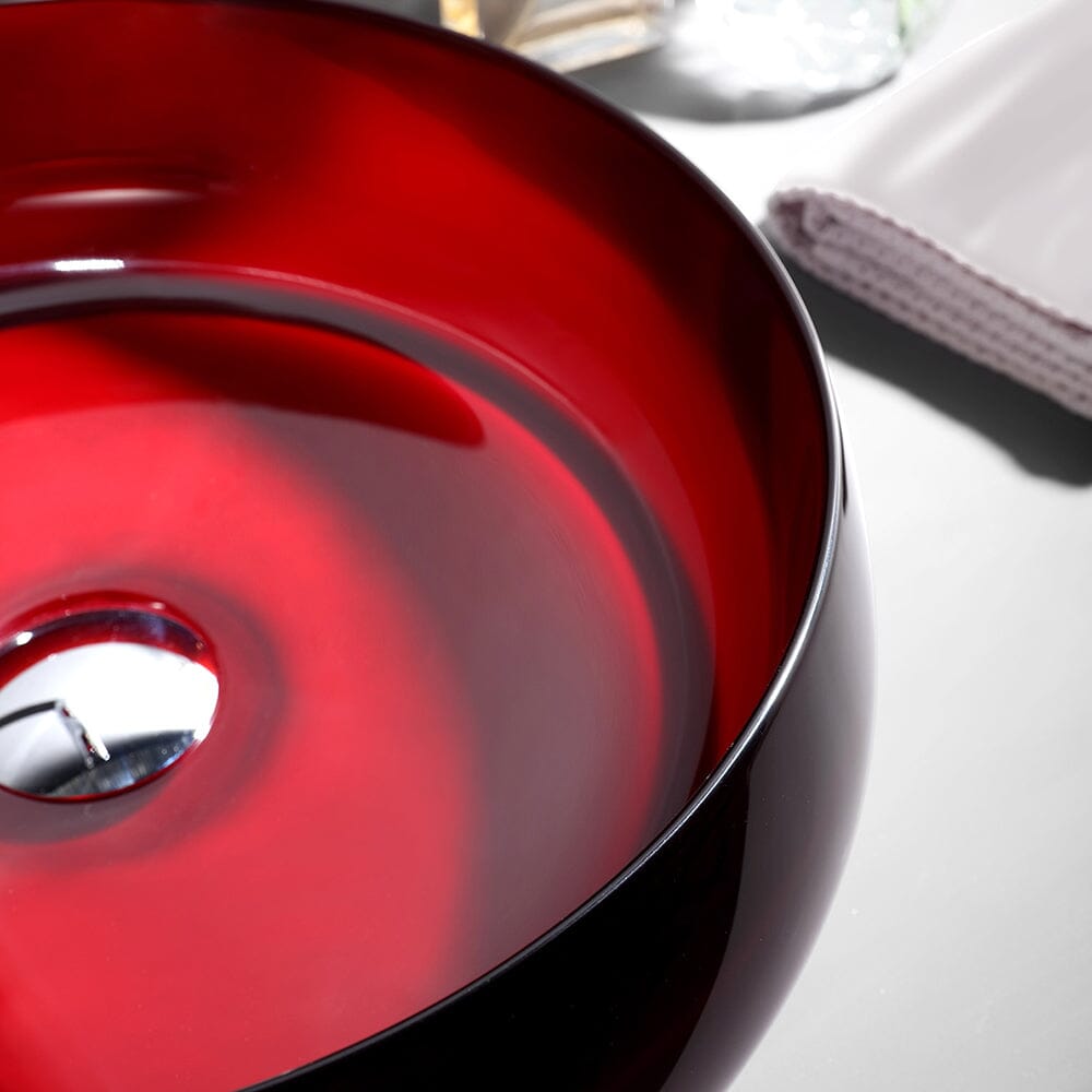 Bathroom Sink Transparent Red Stone Resin 15.75&