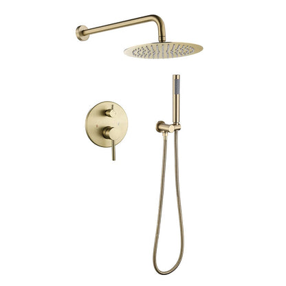 Wall Mounted Shower Faucet Set for Bathroom with 10&quot; Shower Head Brushed Gold
