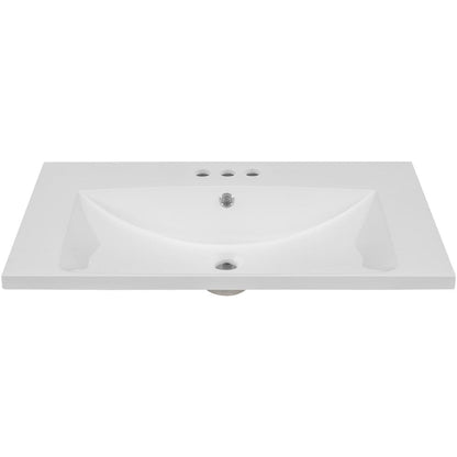 Giving Tree 30&quot; Single Bathroom Vanity Top with White Basin, 3-Faucet Holes, Ceramic, White
