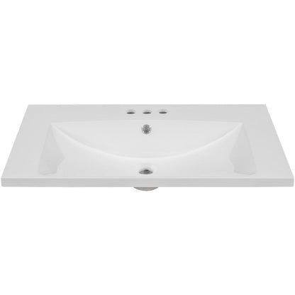 Giving Tree 30&quot; Single Bathroom Vanity Top with White Basin, 3-Faucet Holes, Ceramic