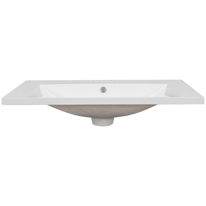 Giving Tree 30&quot; Single Bathroom Vanity Top with White Basin, 3-Faucet Holes, Ceramic