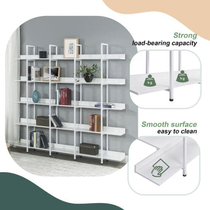 Giving Tree 5 Tier Bookcase Home Office Open Bookshelf, Vintage Industrial Style Shelf with Metal Frame, MDF Board