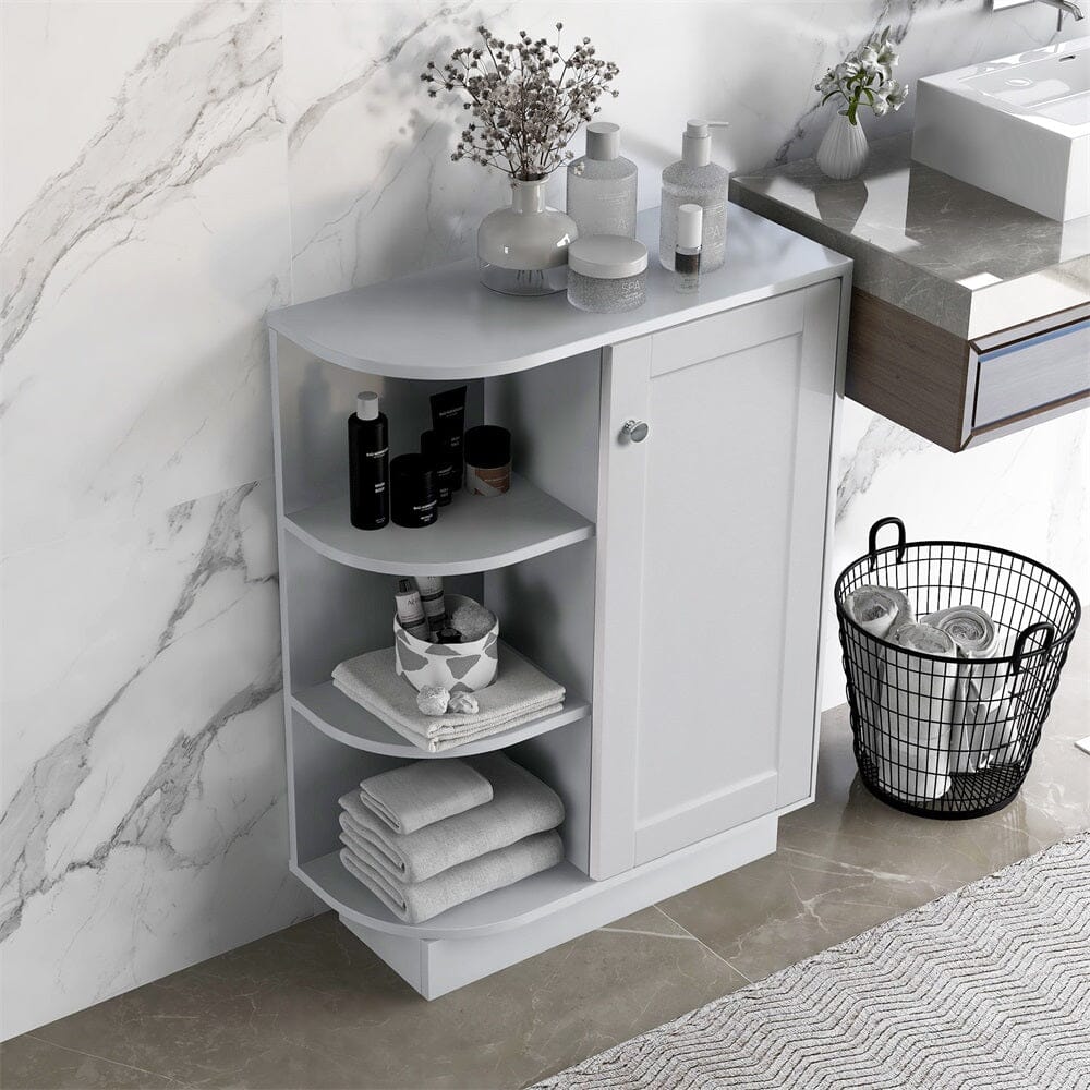 Giving Tree Open Style Shelf Cabinet with Adjustable Plates Ample Storage Space Easy to Assemble, Gray