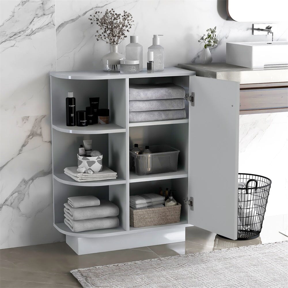Giving Tree Open Style Shelf Cabinet with Adjustable Plates Ample Storage Space Easy to Assemble, Gray