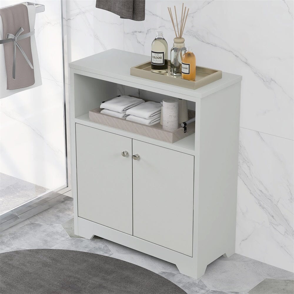 Dropship White Bathroom Storage Cabinet With Shelf Narrow Corner