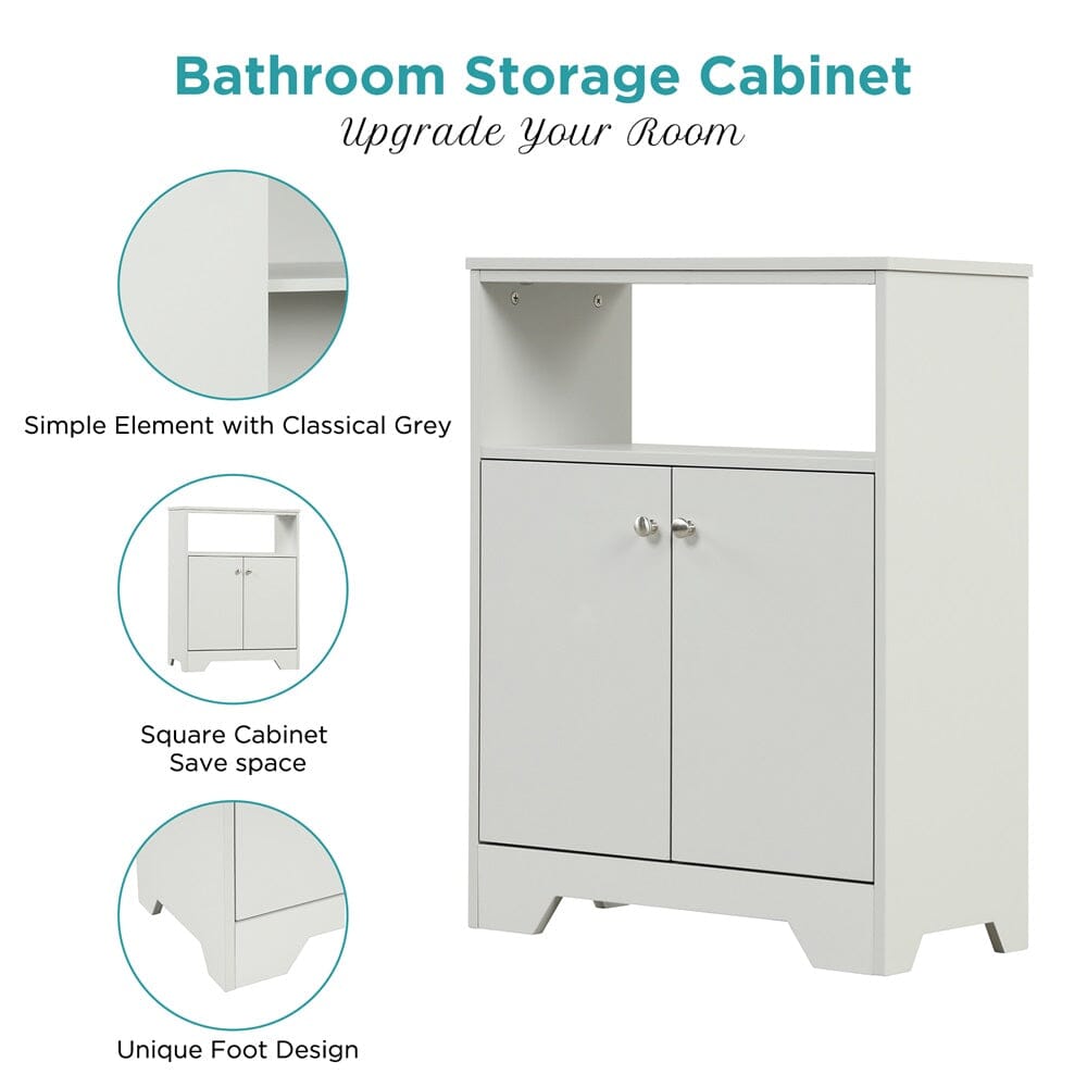 Giving Tree Grey Bathroom Storage Cabinet with Adjustable Shelves, Freestanding Floor Cabinet for Home Kitchen, Easy to Assemble