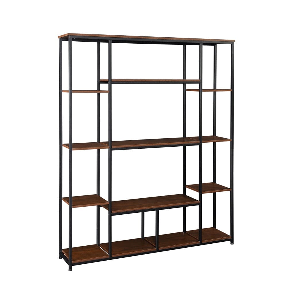 Giving Tree Bookcase and Bookshelf, Home Office 5 Tier Bookshelf, Open Freestanding Storage Shelf with Metal Frame, Brown