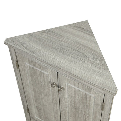 Giving Tree Oak Triangle Bathroom Storage Cabinet with Adjustable Shelves, Freestanding Floor Cabinet for Home Kitchen