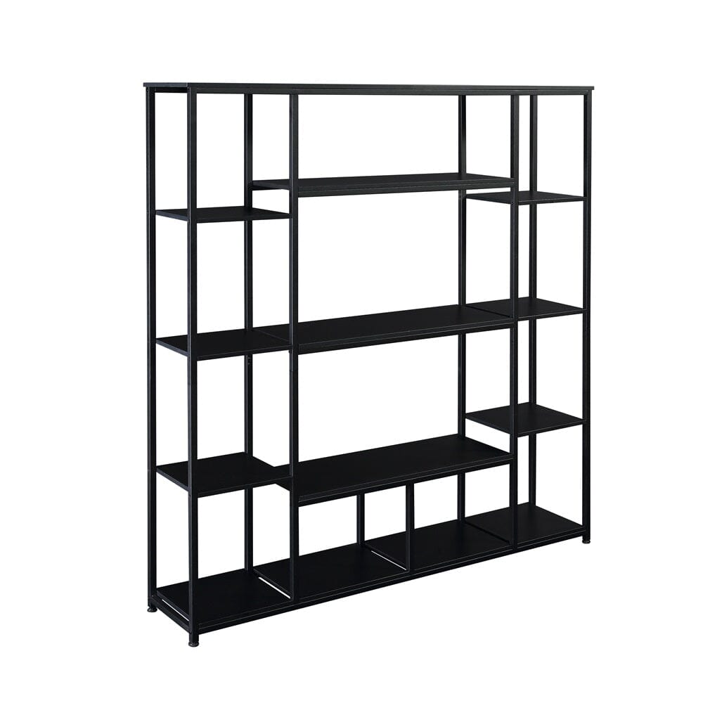 Giving Tree Bookcase and Bookshelf, Home Office 5 Tier Bookshelf, Open Freestanding Storage Shelf with Metal Frame, Black