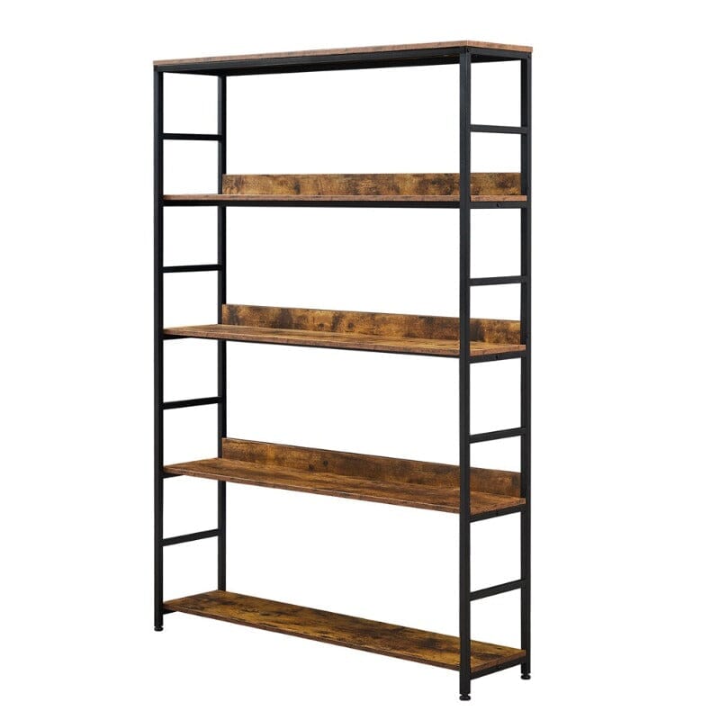 Giving Tree 5 Tier Large Home Office Bookcase Open Bookshelf Storage with Metal Frame