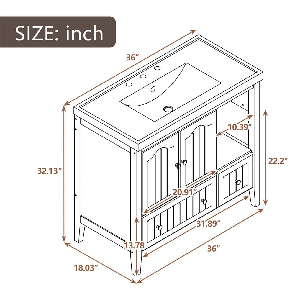 Stylish bathroom vanity with freestanding design and four legs