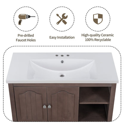 Freestanding bathroom vanity with sturdy pine frame