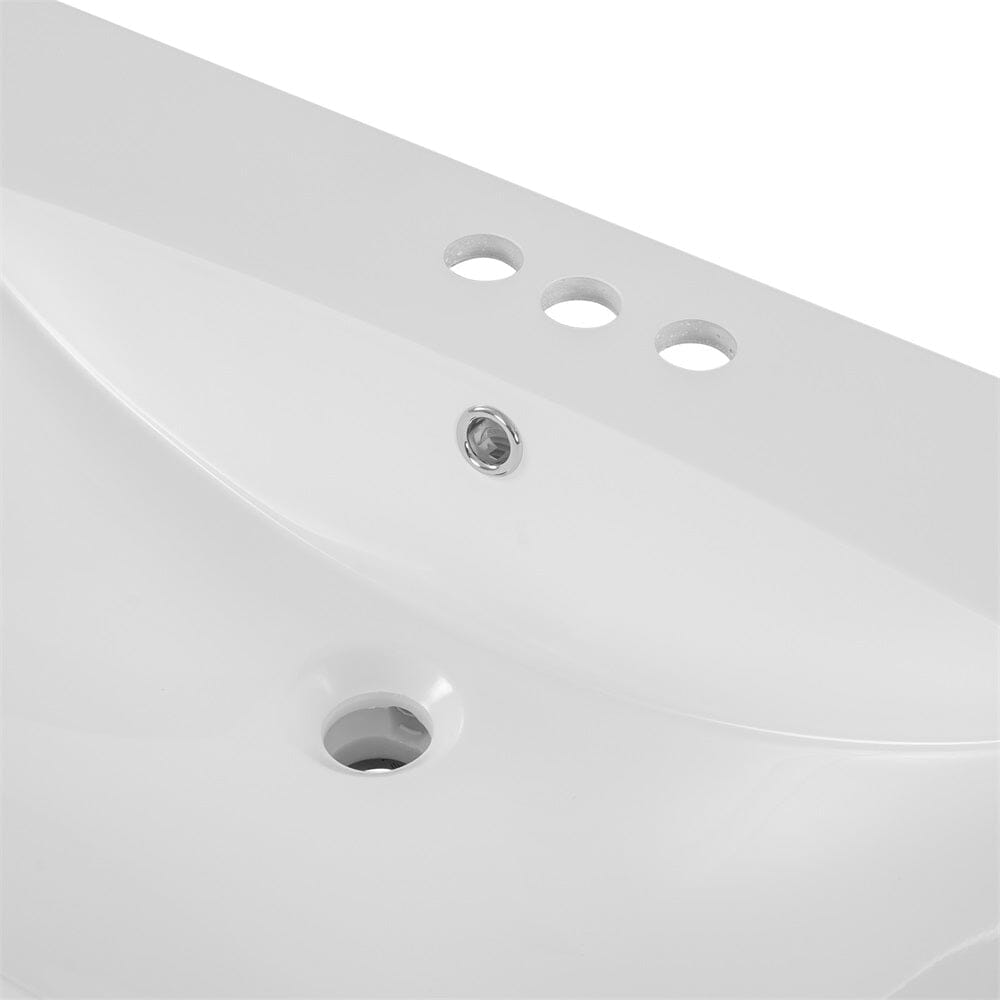 Giving Tree 36&quot; Single Bathroom Vanity Top with White Basin, 3-Faucet Holes, Ceramic, White