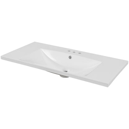 Giving Tree 36&quot; Single Bathroom Vanity Top with White Basin, 3-Faucet Holes, Ceramic