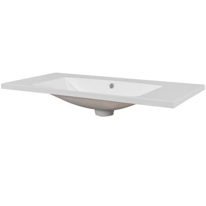 Giving Tree 36&quot; Single Bathroom Vanity Top with White Basin, 3-Faucet Holes, Ceramic